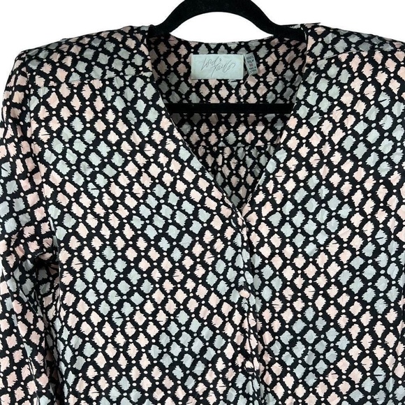 Vintage Lord & Taylor Pink &‎ Black Silk Long Sleeve Dress - Picture 3 of 12